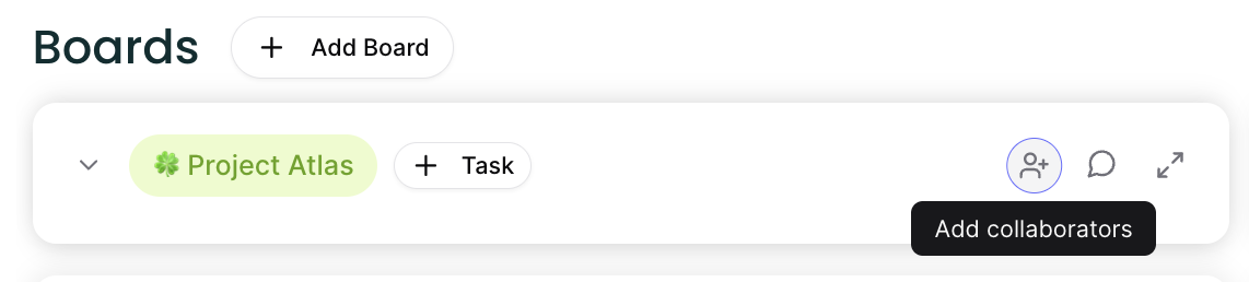 Clicking the invite collaborator button